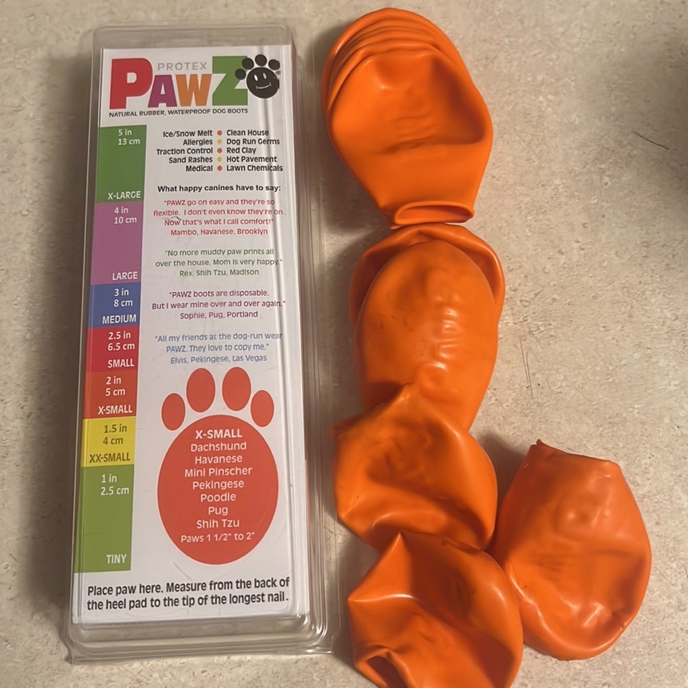 Pawz dog XS waterproof boots in orange
